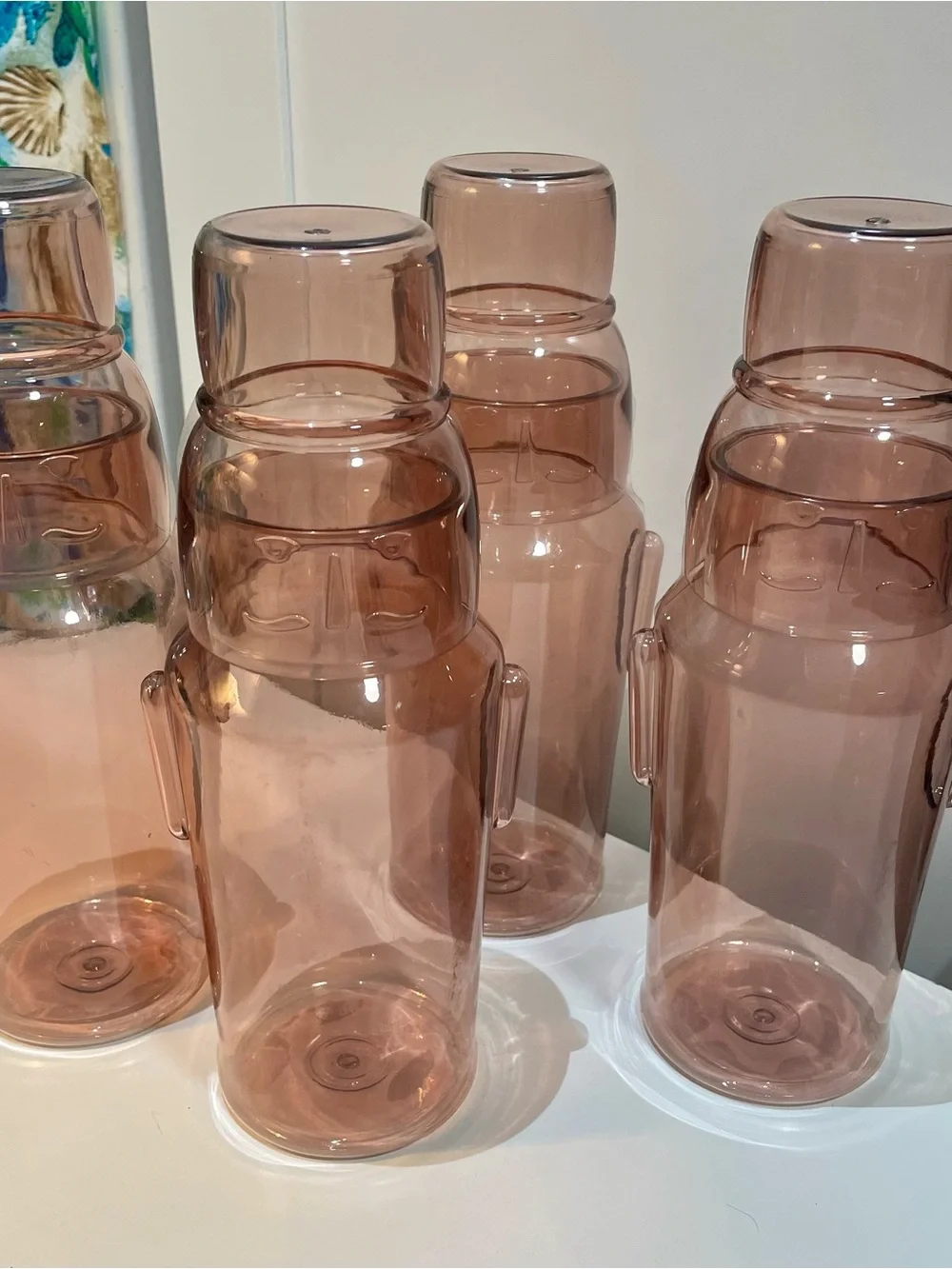 Set of 4 nutcracker novelty carafes with cups
